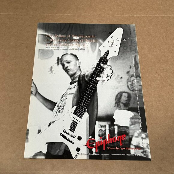 Chris Ballew of The Presidents of the USA - Epiphone Guitars - 1997 Print Ad - Picture 1 of 1